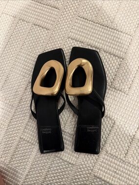 Jeffrey Campbell Black Sandals with Gold Ornament